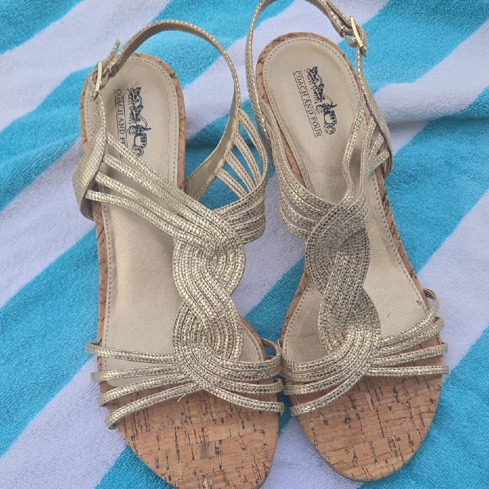 Coach and Four Metallic Gold Sandals